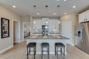 Photo for 18215 Hideaway Trail, Lakeville, MN 55044 - Listing #6118056 Gorgeous kitchen with walk in pantry, dual oven push in range, vented microwave, side by side fridge and quartz counter top.