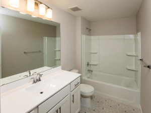 Photo for 7294 Bunker Lake Boulevard NW, Ramsey, MN 55303 - Listing #6123436 Photo of a different home with similar floorplan. Finishes and options may vary. Upper level main bath features tub/shower with taller vanity.