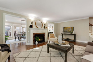 Photo for 3530 Edmund Boulevard, Minneapolis, MN 55406 - Listing #6205579 Gather with family and friends for lively conversation in front of the mood-setting gas fireplace. Note the classic brick facade and decorative wood trim.