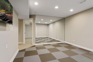 Photo for 3530 Edmund Boulevard, Minneapolis, MN 55406 - Listing #6205579 The exercise room features a full mirrored wall, matted flooring, recessed lighting, and a huge storage closet.