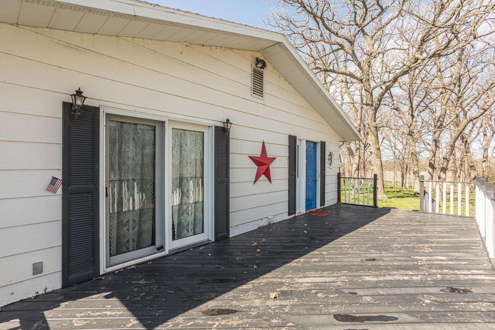 Large Deck off Front door and patio