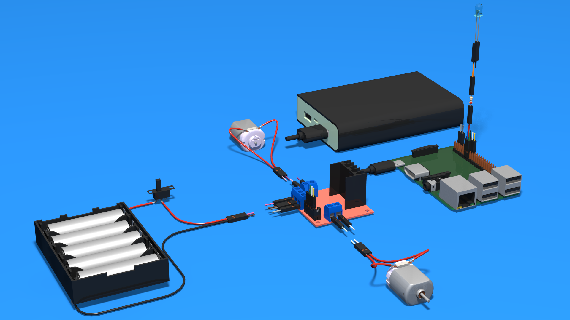 Perfect Course Connecting Raspberry Pi - Motor Driver - Batteries - Motors