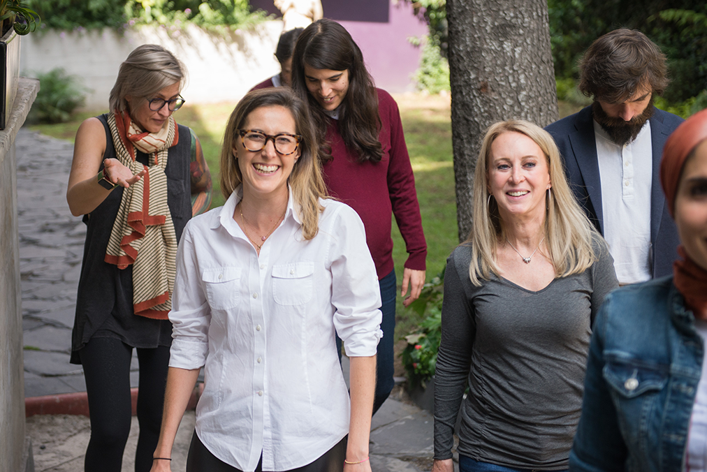 A small group of adult learners at the Fluenz Spanish Immersion in Mexico City, where classes are kept intimate for maximum personalized coaching.