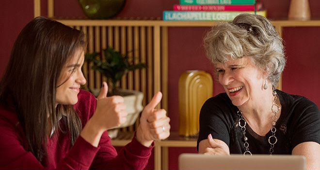 A student and Spanish tutor share a joyful moment during a Fluenz Spanish Bootcamp session in Mexico City. This image highlights the program’s warm, personalized, and highly effective approach—the best and most intensive Spanish learning experience in Mexico City for motivated adult learners.