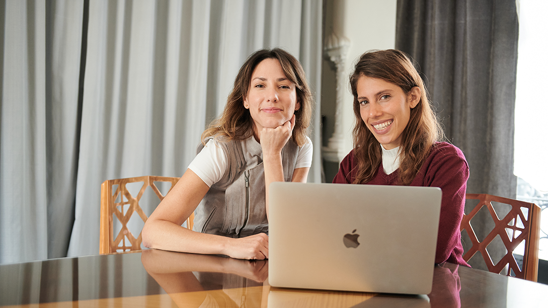 Sonia Gil, founder of Fluenz, with a senior Spanish coach from her elite team, representing the most intensive, high-touch, and effective online Spanish immersion program for adult learners via live Zoom instruction.