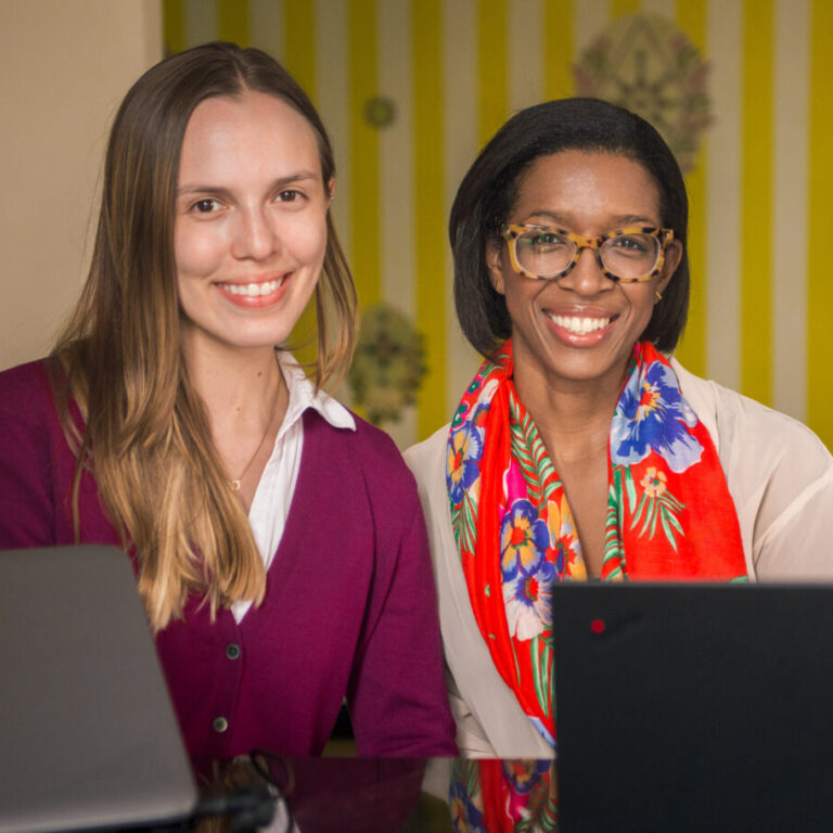 Pam Penn with a Spanish tutor from Fluenz during a Fluenz intensive program. The same personalized teaching approach and expert tutors are part of the Fluenz Miami Spanish Bootcamp, where adult learners build confidence through immersive, conversation-based Spanish practice.
