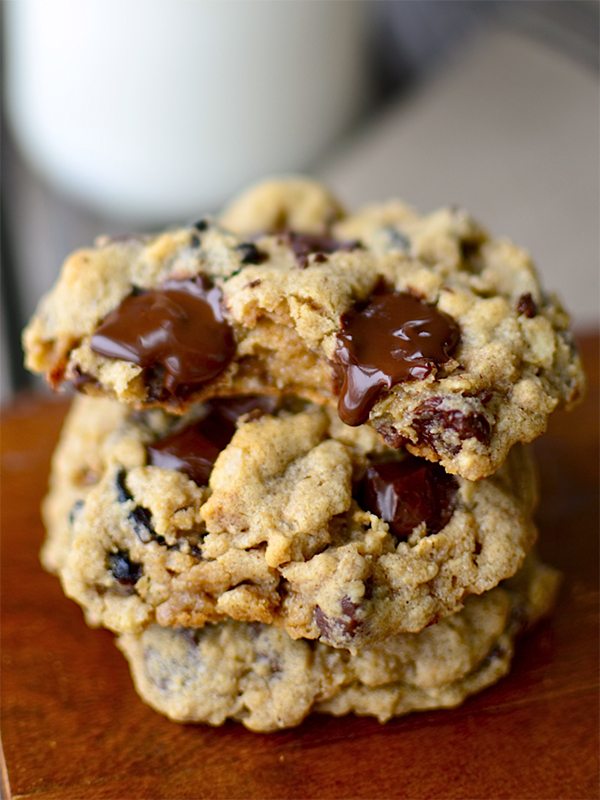 Dark Chocolate Oatmeal Cookies with Cherries