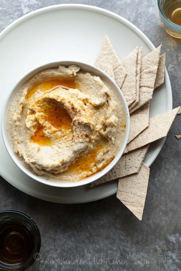 Parsnip Hummus with Garlic Chili Oil