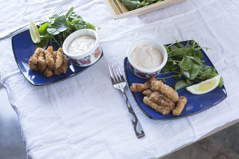 Quick Fried Calamari with Spicy Aioli and Watercress Salad
