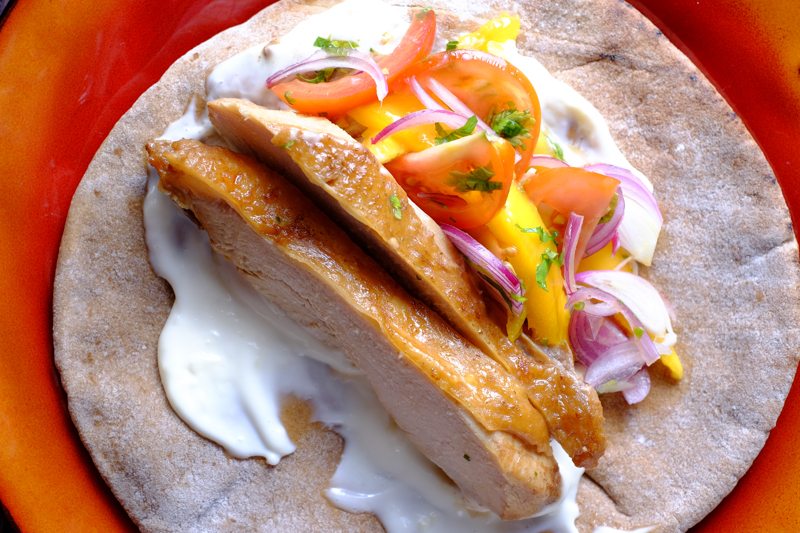 Slow Cooker Filipino Chicken Adobo Tacos with Fresh Mango Salsa