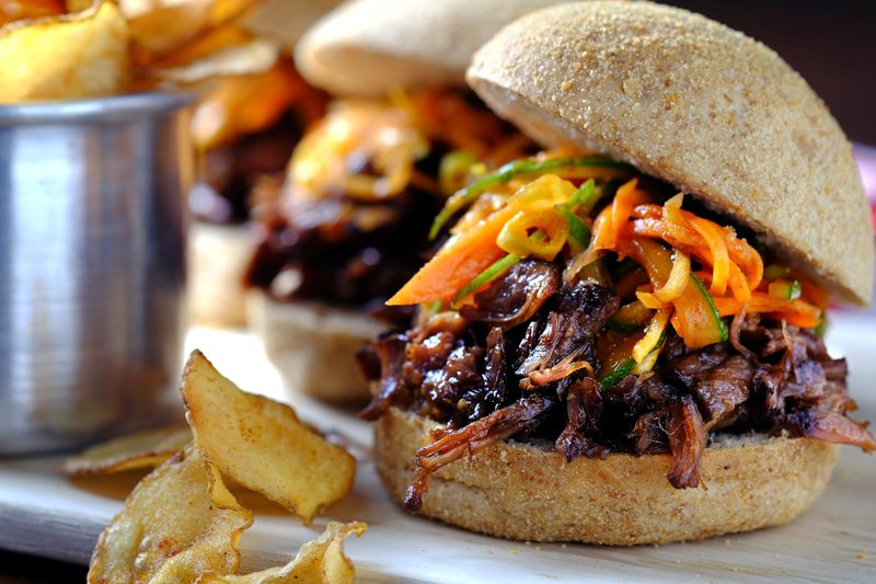 Slow Cooker Beef Bulgogi Sliders with Kimchi Slaw