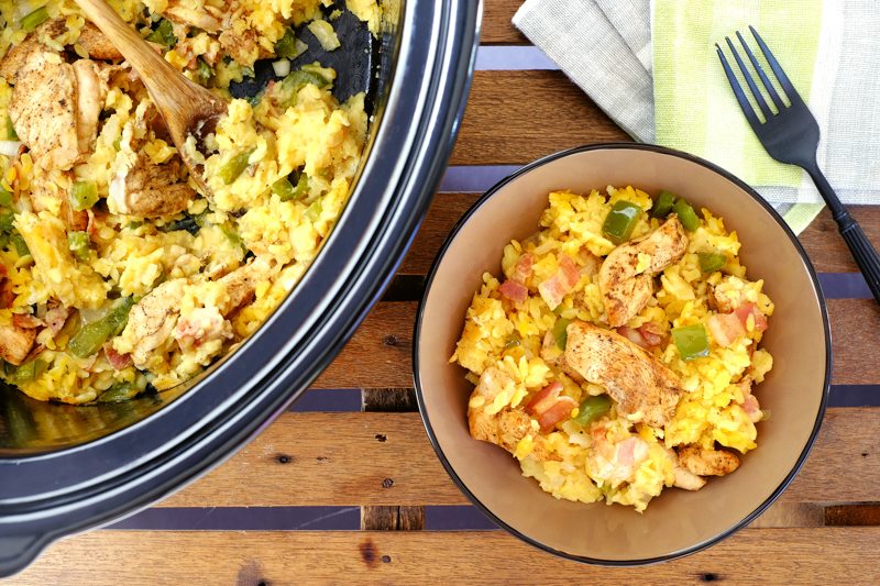 Slow Cooker Cajun Chicken and Corn Rice Jambalaya