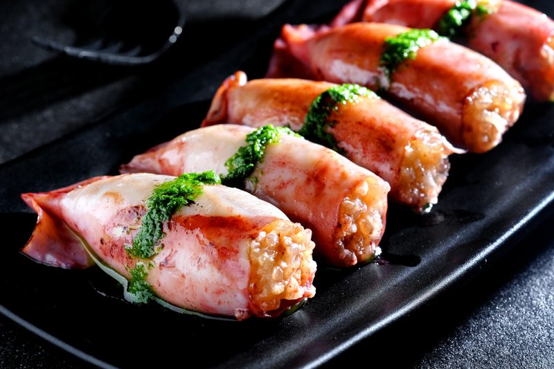 Sous Vide Squid Stuffed with Sticky Chorizo Rice