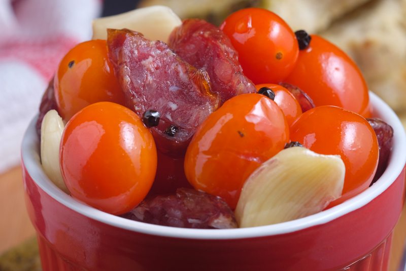 Sous Vide Chorizo and Cherry Tomato Confit