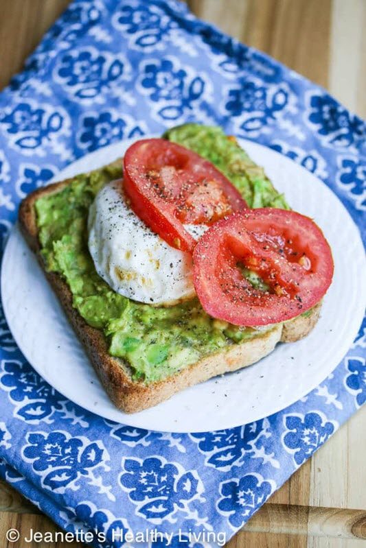 Breakfast Smashed Avocado Tomato Toast with Sous Vide Egg
