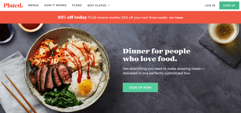 screenshot of plated website with a meat, potato, egg, spinach and salad meal