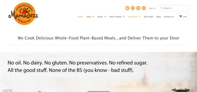 MamaSezz website screenshot, showing details about the ingredients that they exclude.