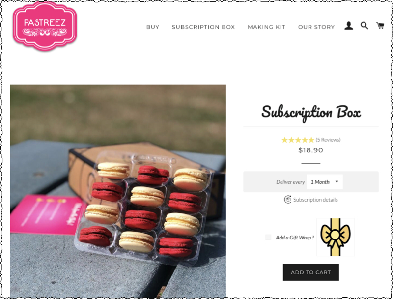 pastreez subscription box with macaroons