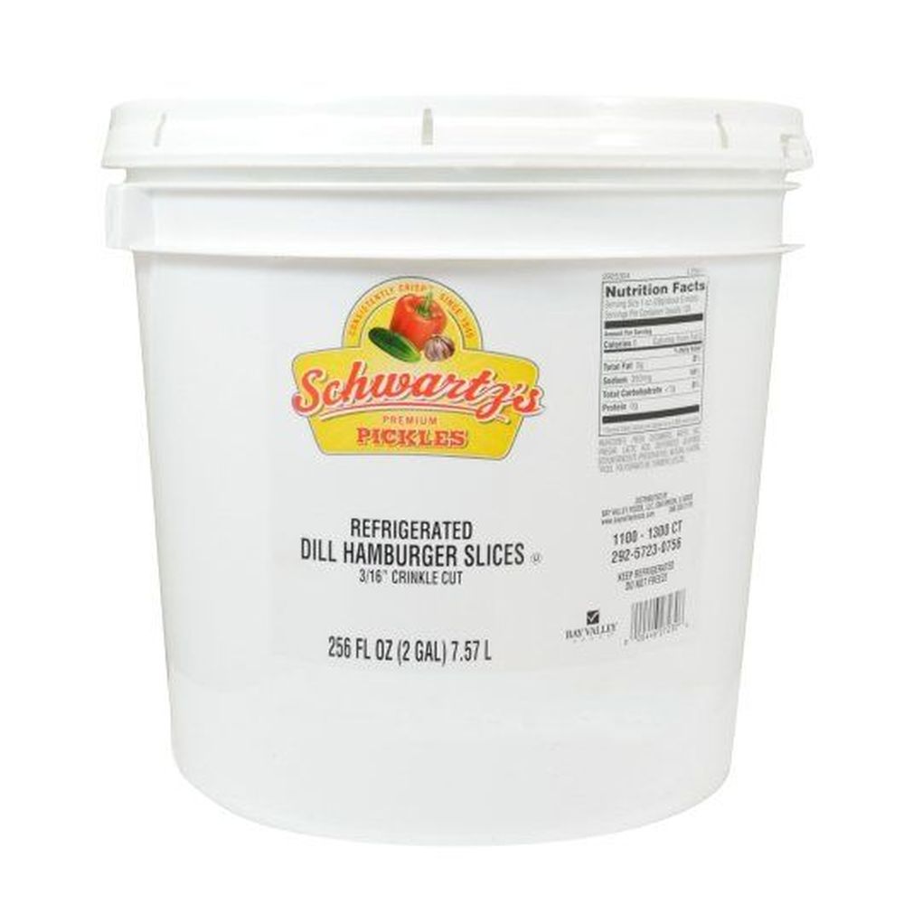 Schwartz's 723 Hamburger Sliced Dill Pickle, 2 Gallon