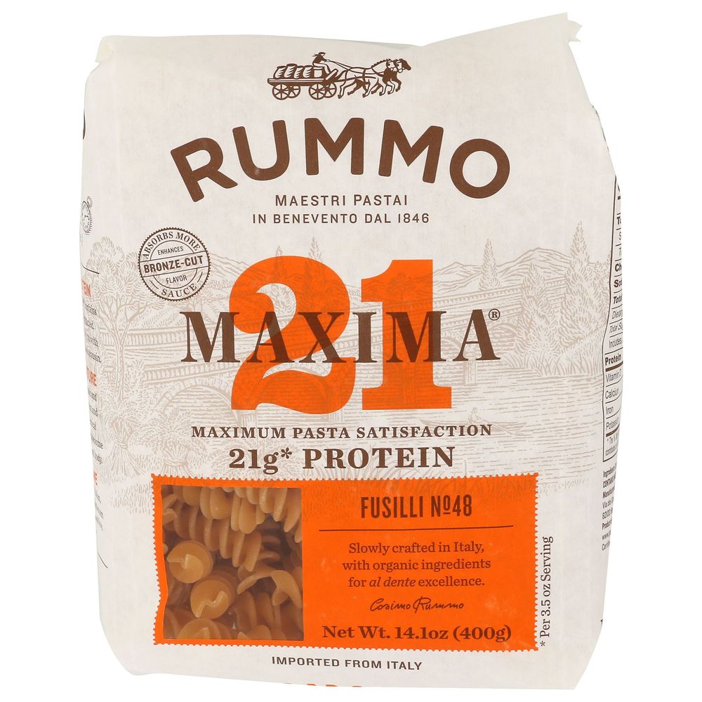 Rummo Maxima Organic Fusilli Number 48 Protein Pasta, 14.1 Ounce -- 12 Per Case