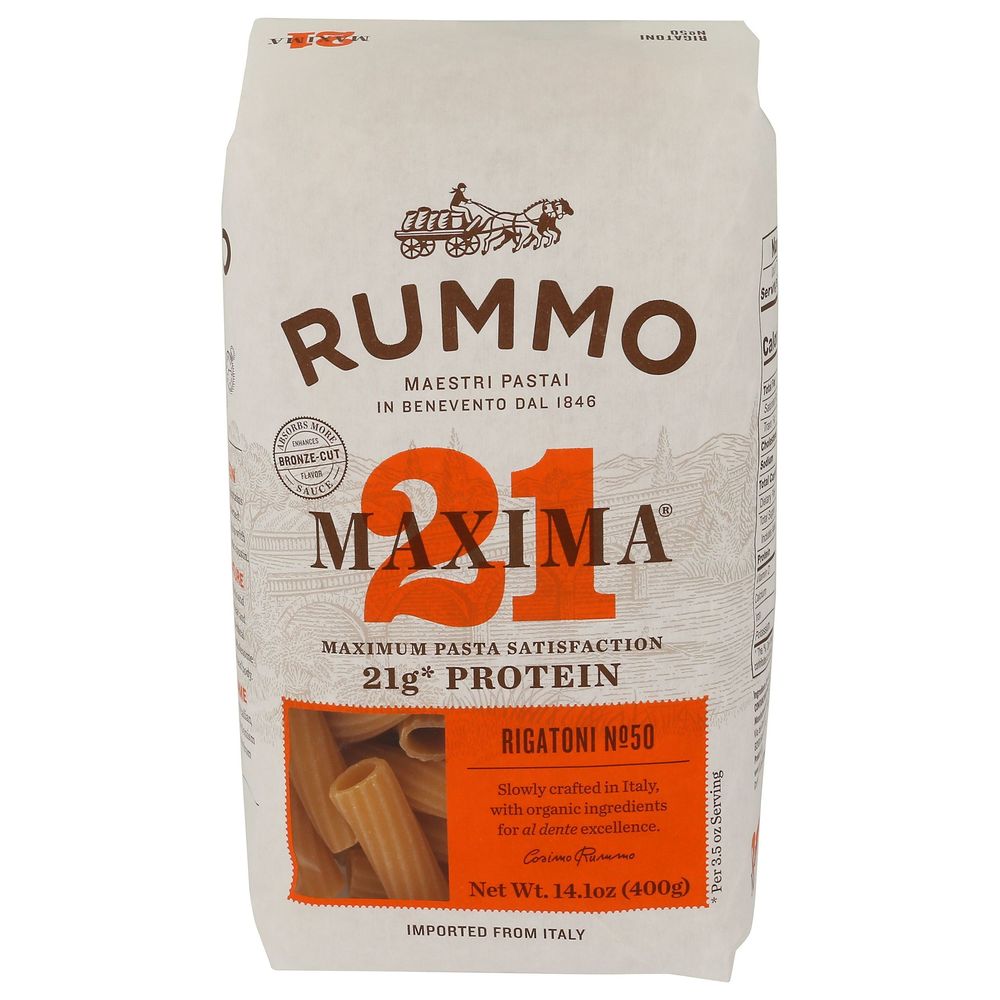 Rummo Maxima Organic Rigatoni Number 50 Protein Pasta, 14.1 Ounce -- 12 Per Case