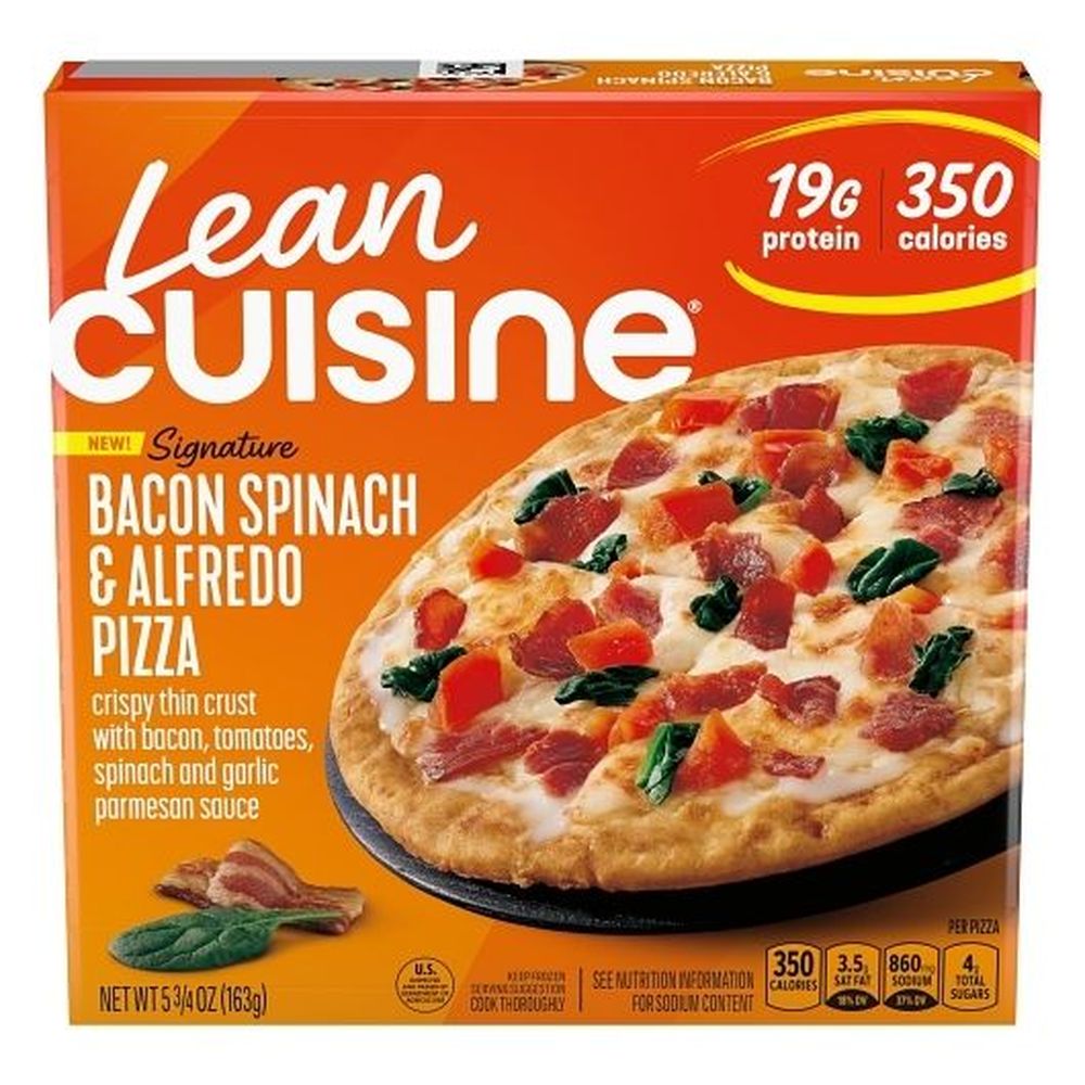 Signature Bacon Spinach and Alfredo Pizza