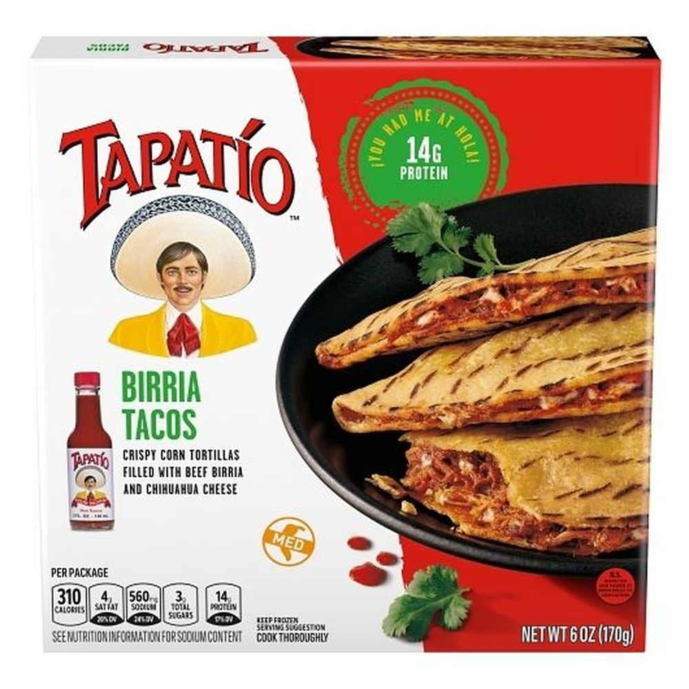 Tapatio Birria Tacos - Crispy Corn Tortillas Filled With Cheese, 6 Ounce -- 10 Per Case