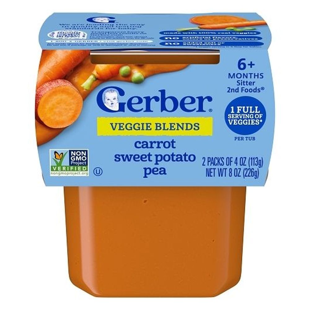 Gerber 2nd Foods Veggie Power Carrot Sweet Potato Pea Baby Food For 6 Plus Months Sitter, 8 Ounce -- 8 Per Case