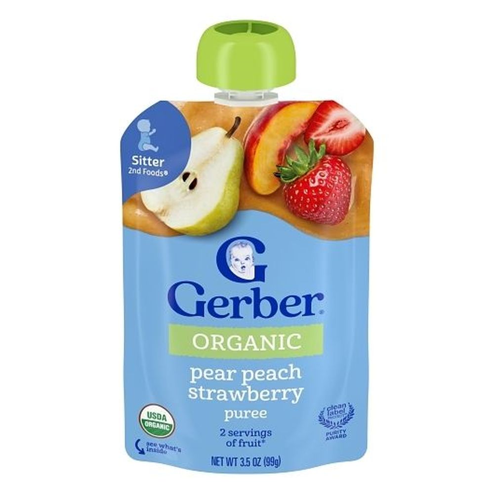 Organic 2nd Foods Pear Peach Strawberry Puree Baby Food for Sitter