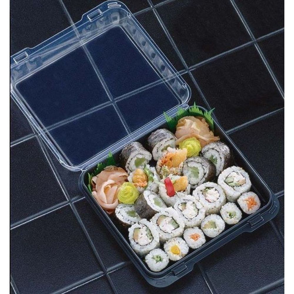 Ops Snack Pactiv Evergreen OPS Black Base Snack Box with Clear Hinged Lid, 8 x 8 ...