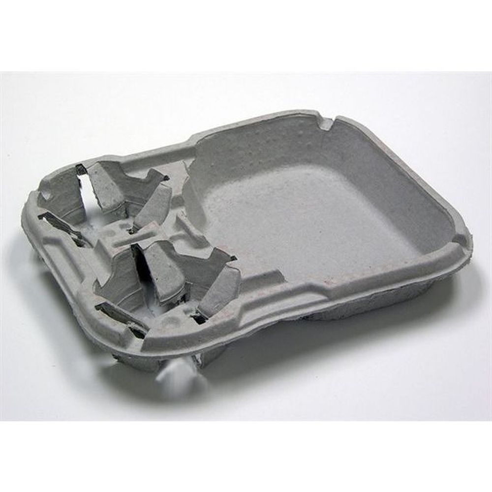 Natural Molded Fiber Blend 2-Cup Beverage Carrier and Food Tray