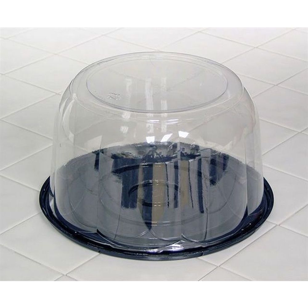 Evergreen Clear Rosedome Lid and Black Base for 8 inch Cake