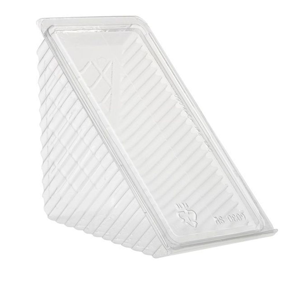 Evergreen Clear PET Hinged Sandwich Wedge Container with Hinged Lid