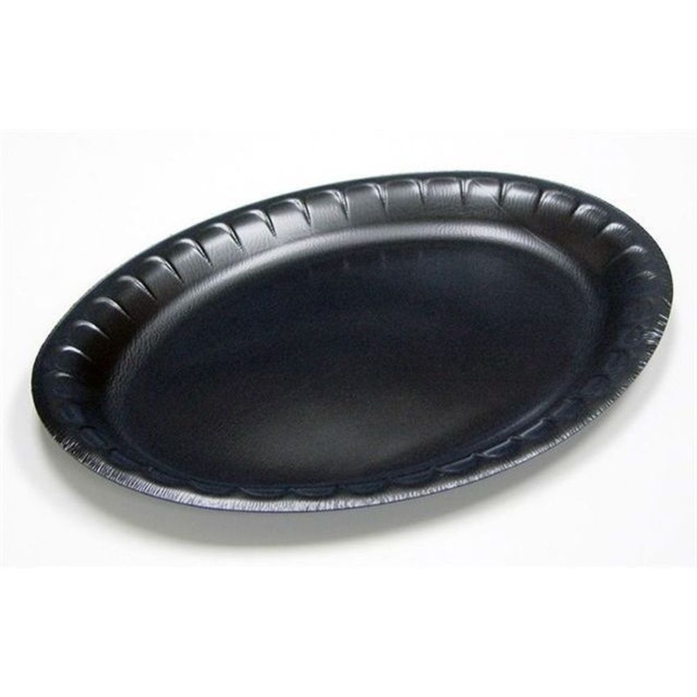 Placesetter Black Deluxe Laminated Foam Oval Entrée Platter, 10 X 12.5 X 1 In -- 600 Per Case