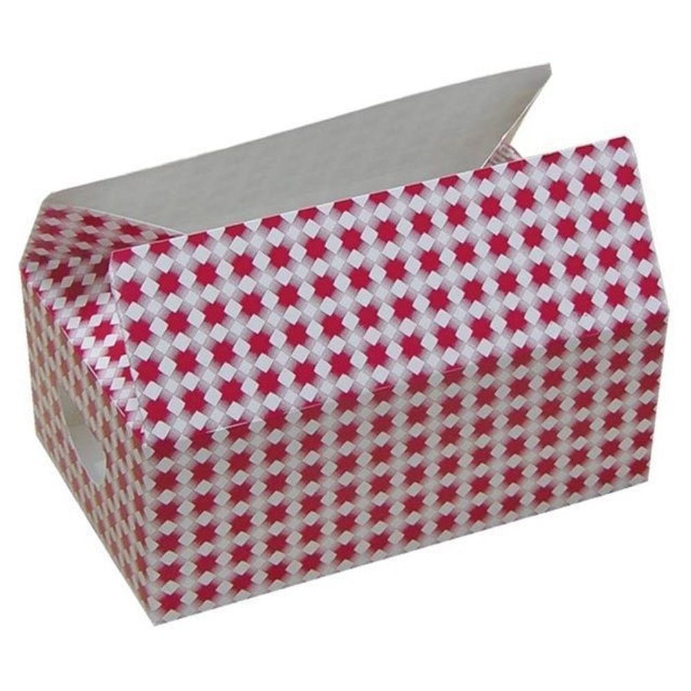 Evergreen Red and White Basketweave Paper Snack Box