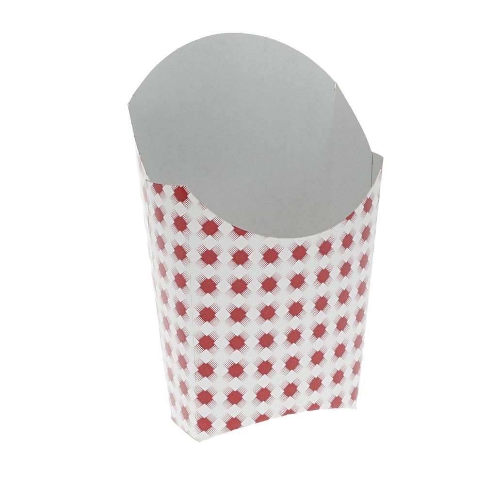 Evergreen White/Red Basketweave Print Jumbo Paperboard French Fry Container