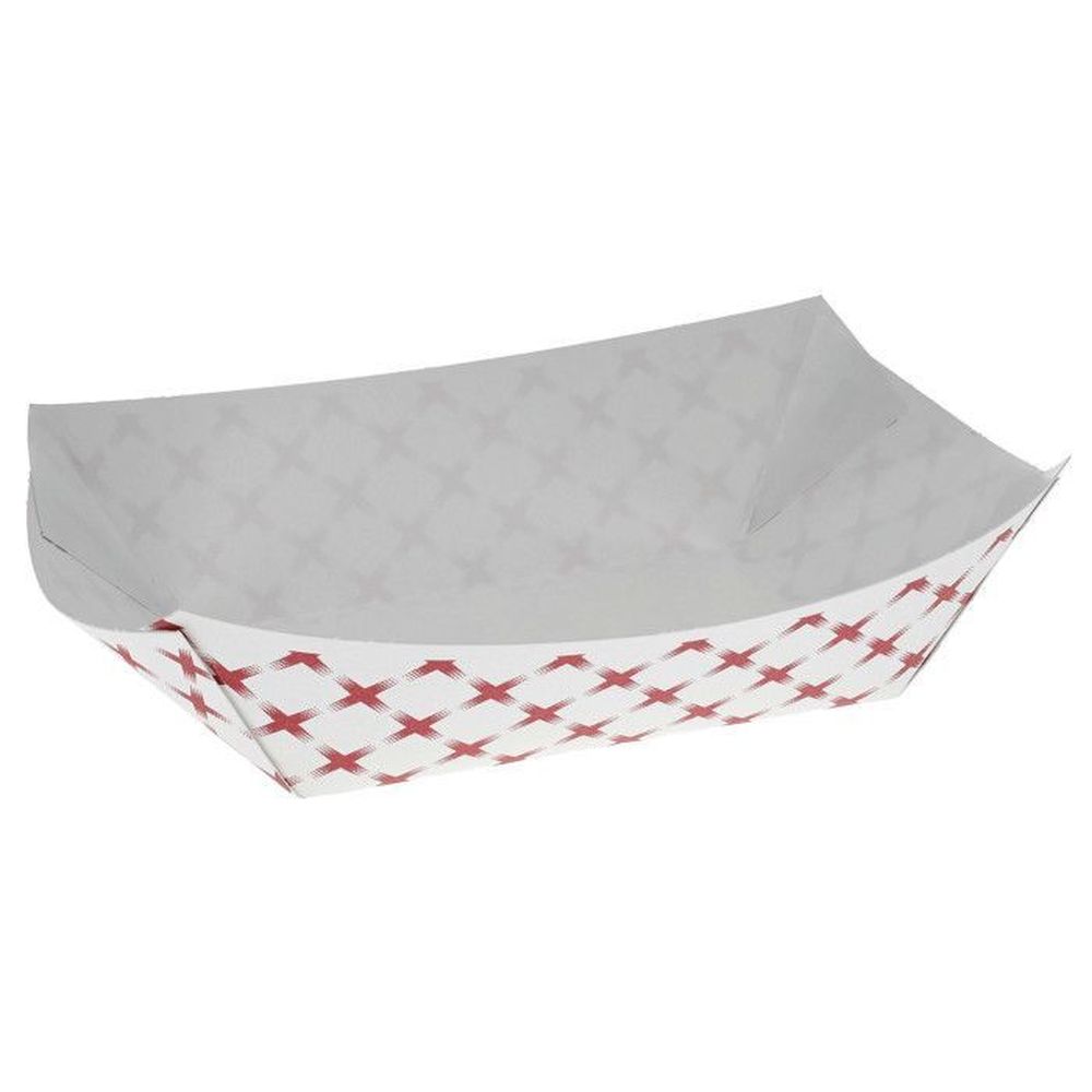 Evergreen Number 1 Red and White Basketweave Paper Food Tray