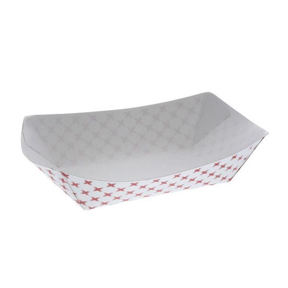Evergreen Number 3 Red and White Basketweave Paper Food Tray