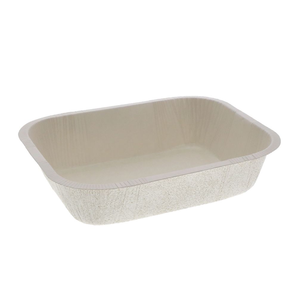 Evergreen White PFAS-Free Pressware Classic Dual-Ovenable Paperboard Tray 32 Ounce