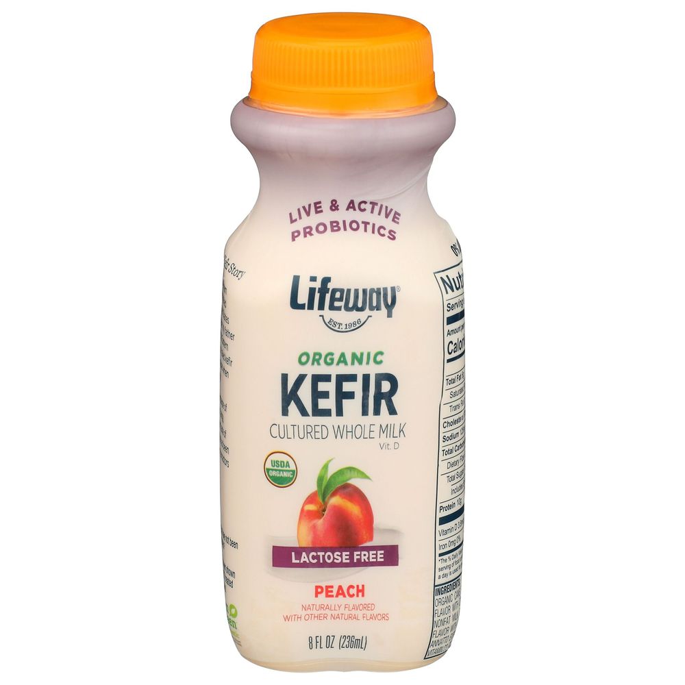 Organic Peach Lactose Free Whole Milk Kefir 8 Fluid Ounce