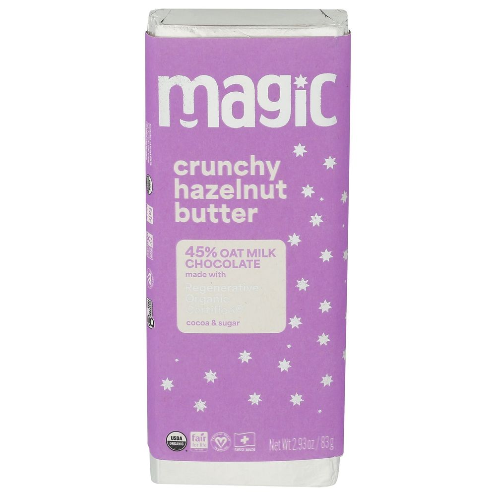Magic Crunchy Hazelnut Butter Oat Milk Chocolate Bar, 2.93 Ounce -- 12 Per Case