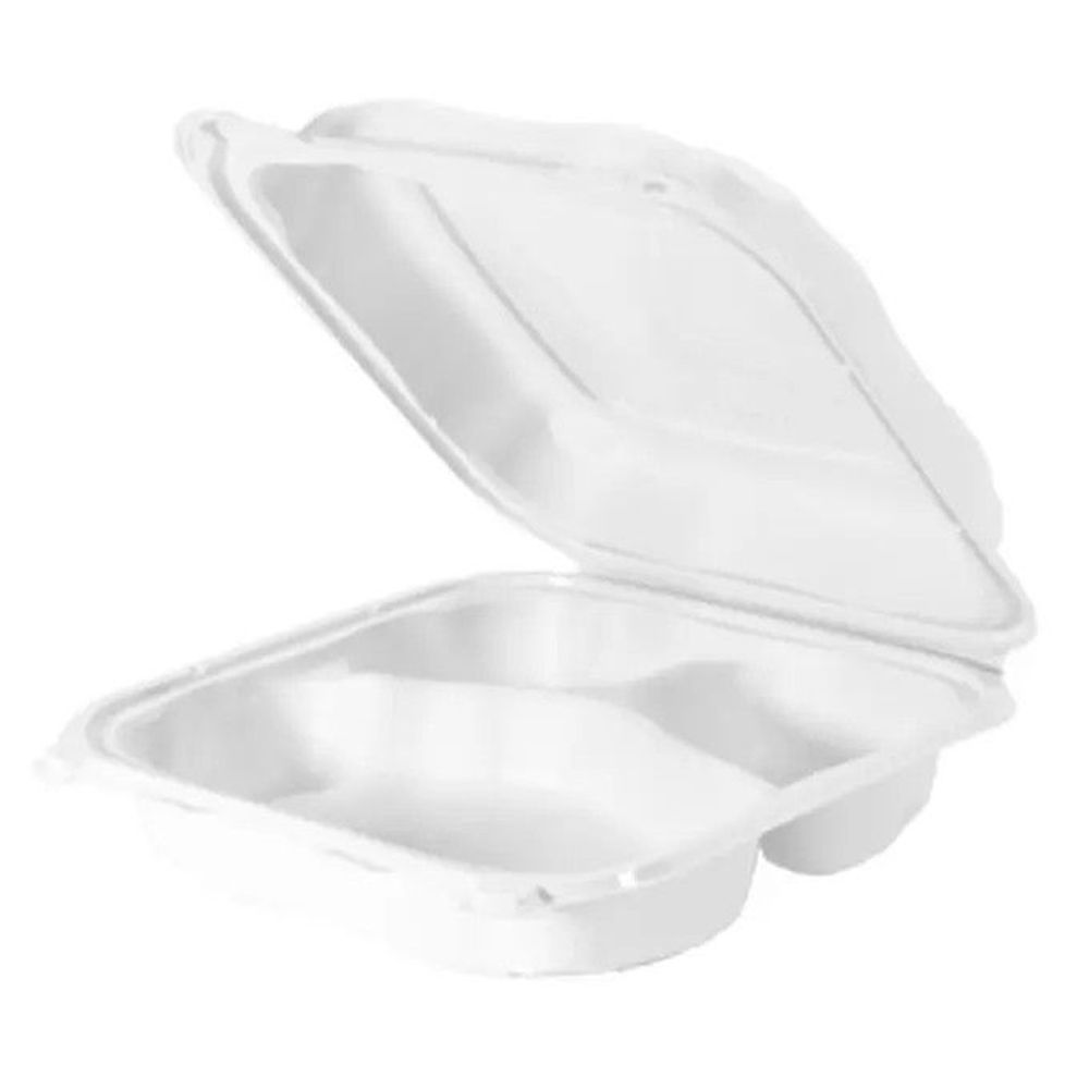 3 Compartment Clover Stone Square Hinged Foam Container
