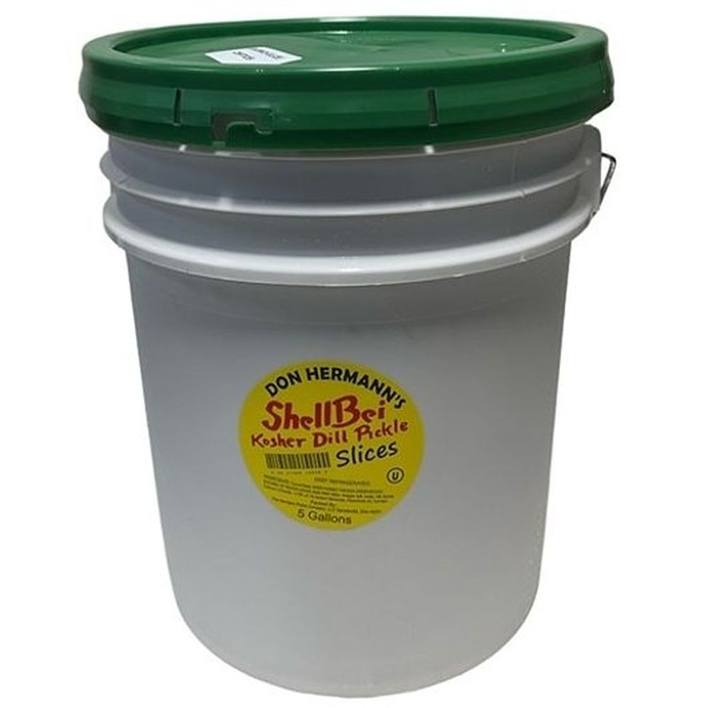 Shellbei Kosher Dill Pickle Slices, 5 Gallon Pail