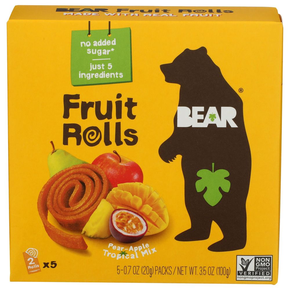 Bear Pear-apple Tropical Mix Fruit Rolls, 3.5 Ounce -- 6 Per Case