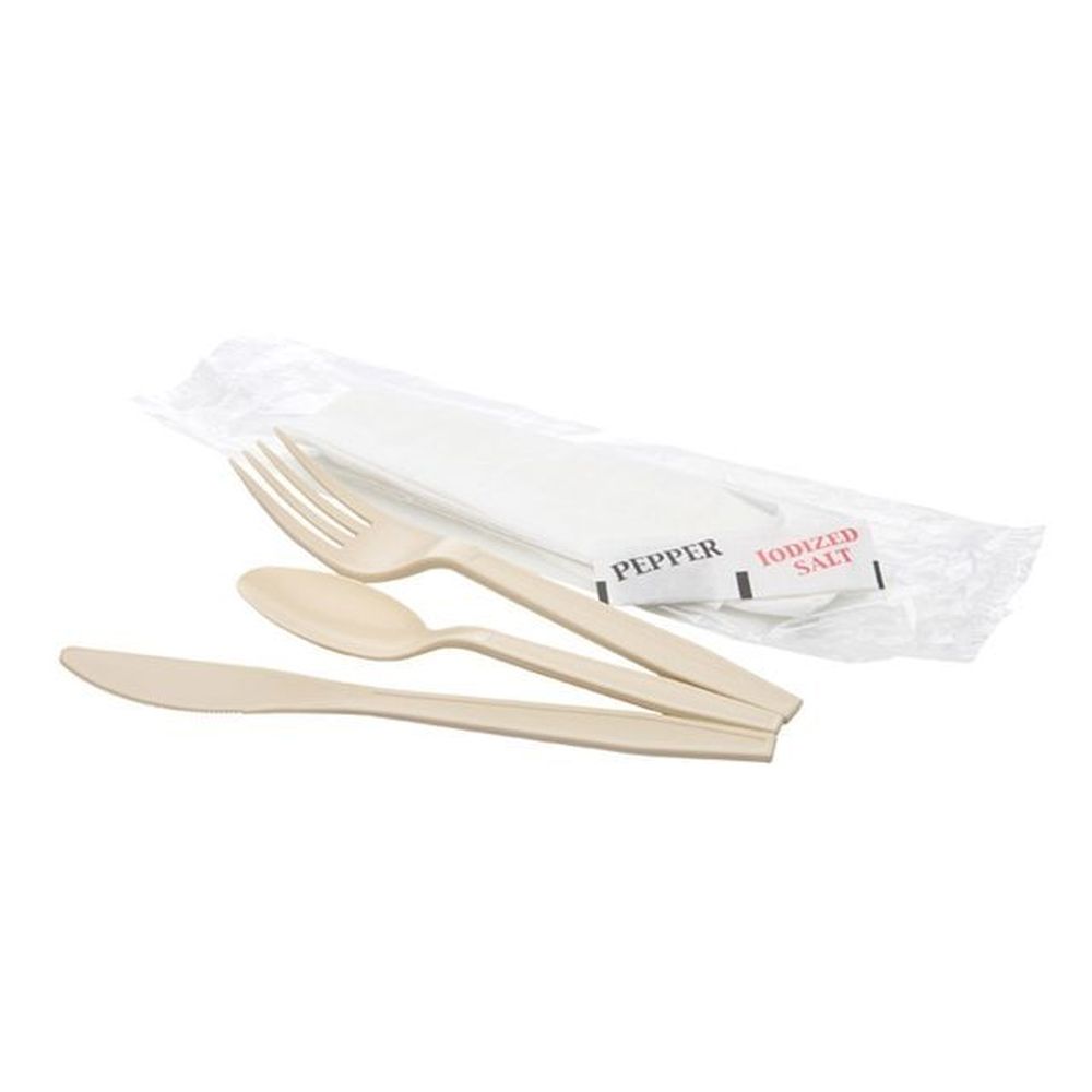 Earthchoice Tan Psm Heavy Weight Full Length Wrapped Cutlery Set -- 250 Per Case