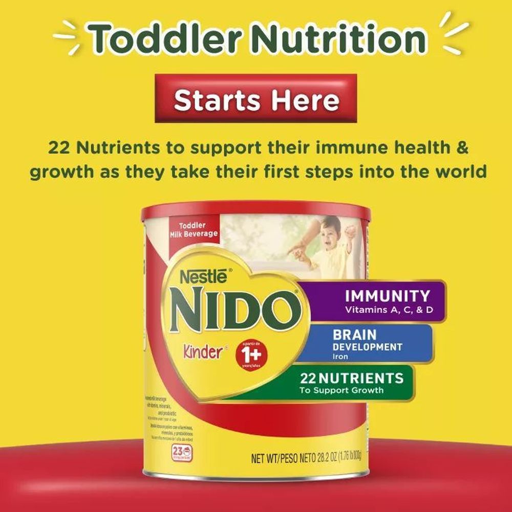 Nido Kinder 1+ Years Toddler Lacto-ease Powdered Milk Beverage, 28.1 Ounce -- 6 Per Case