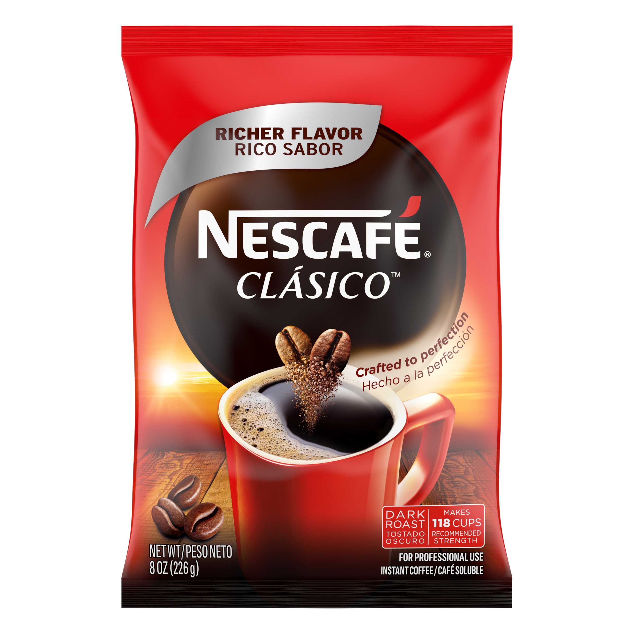 Nescafe Clasico Dark Roast Instant Coffee, 8 Ounce -- 12 Per Case