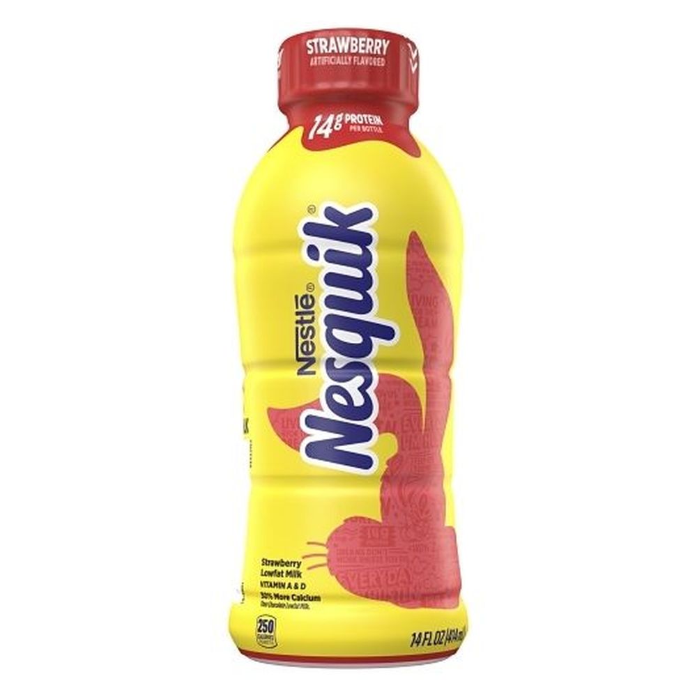 Nestle Nesquick Ready To Drink Lowfat Strawberry Milk, 14 Fluid Ounce -- 12 Per Case