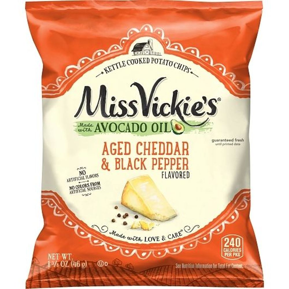 Miss Vickie's Avocado Oil Aged Cheddar And Black Pepper Potato Chips, 1.63 Ounce -- 24 Per Case