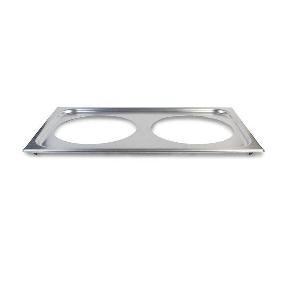 Vollrath 300 Series Stainless Steel Two Opening Adapter Plate For 8 3/8 Inch Quart Inset